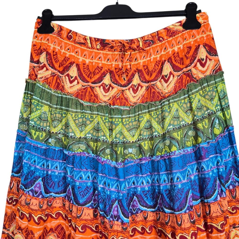 Jane Ashley Skirt Womens Large Multicolor Boho Peasant Maxi Festival Tribal - Picture 2 of 8